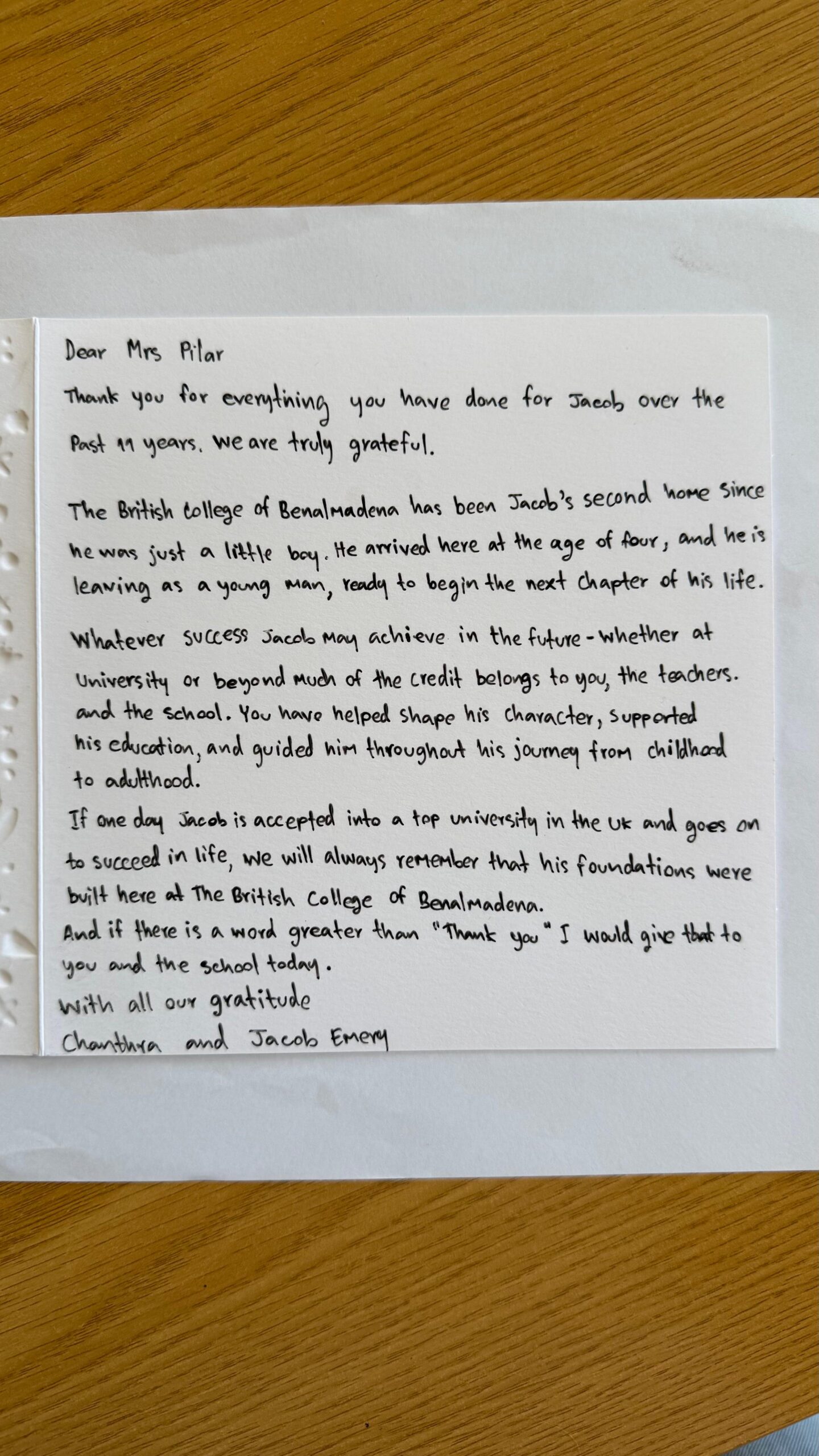 When Parents' Words Become a School's Greatest Achievement